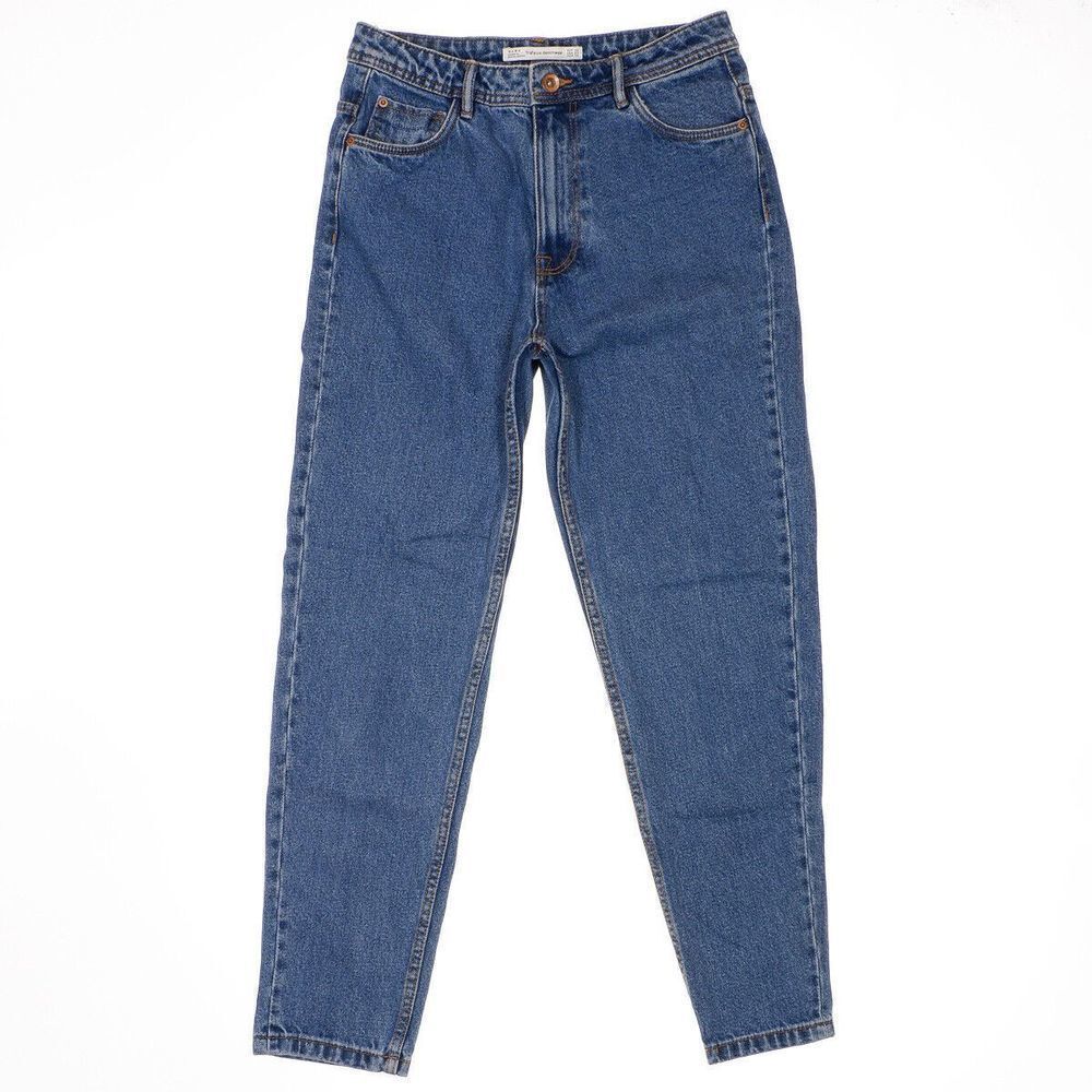 Zara Trafaluc Mom Jeans Size 4 Womens Blue Cotton Denim Tapered Measure 26 x 26